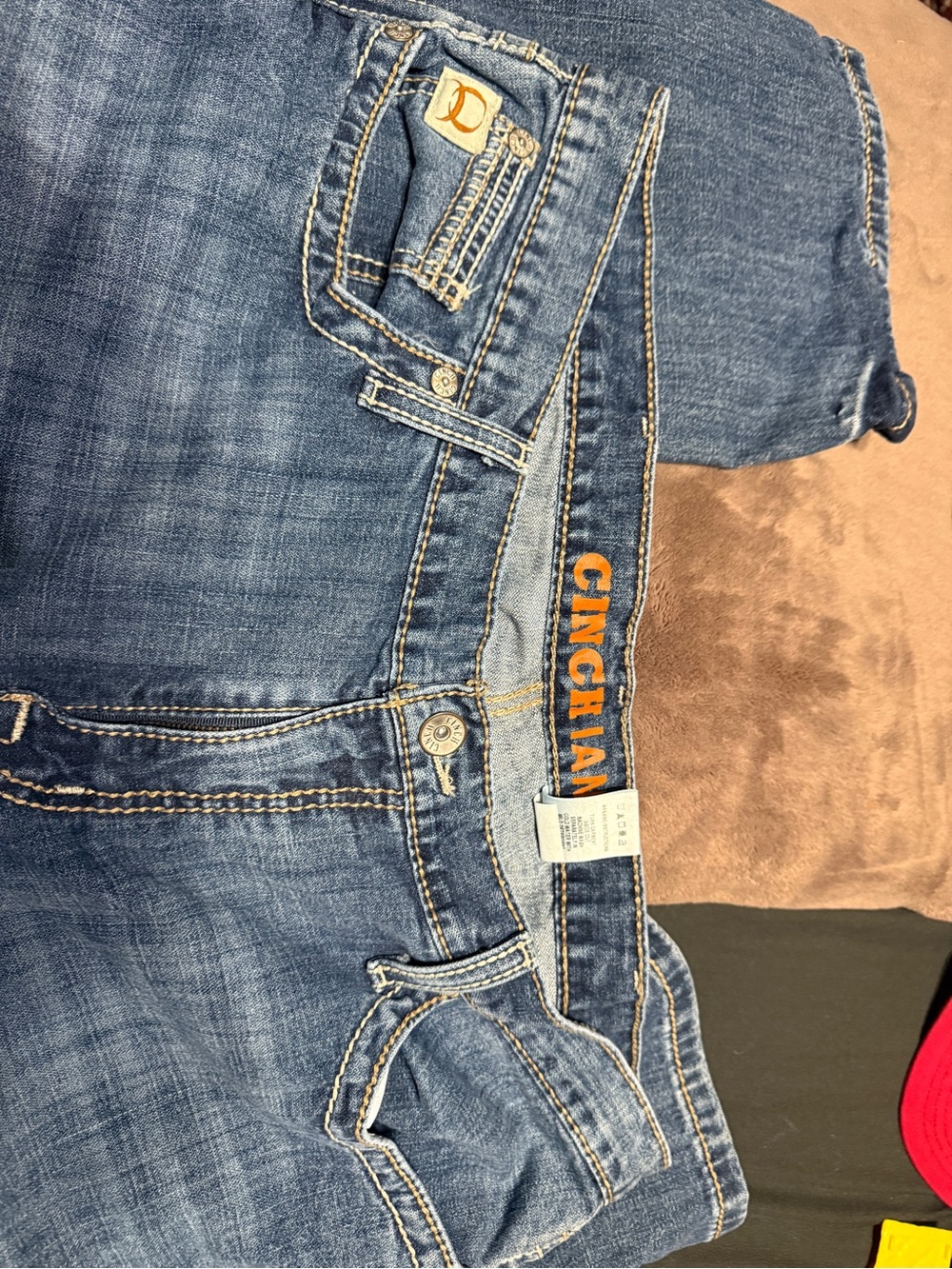 Cinch Men’s Medium Blue Bootcut Stretch Jeans with Contrast Stitching